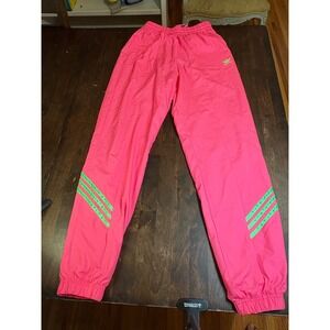 Adidas Track Pants XS Hot Pink Neon Green Stripes Trefoil Logo